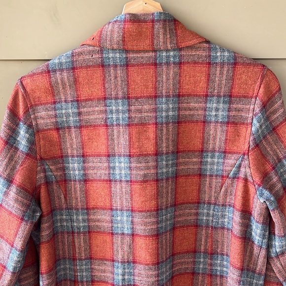 Pendleton Vintage Sz L Petite Wool Plaid Light Weight Cardigan Blazer Fall Tones - Picture 9 of 14